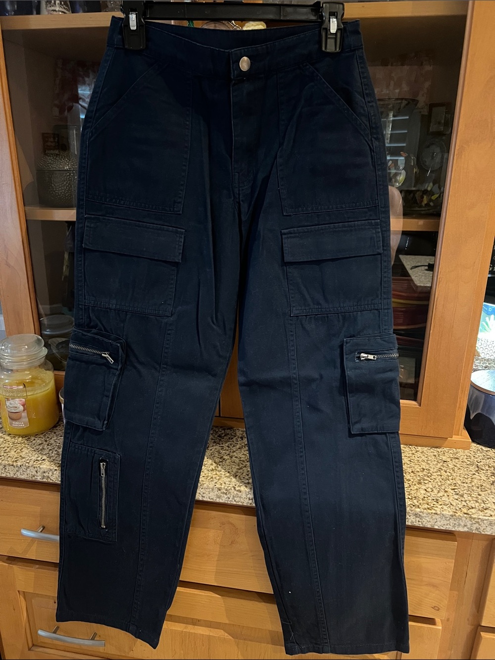 Angel Kiss Navy Blue Women's Cargo Jumpsuit Pants